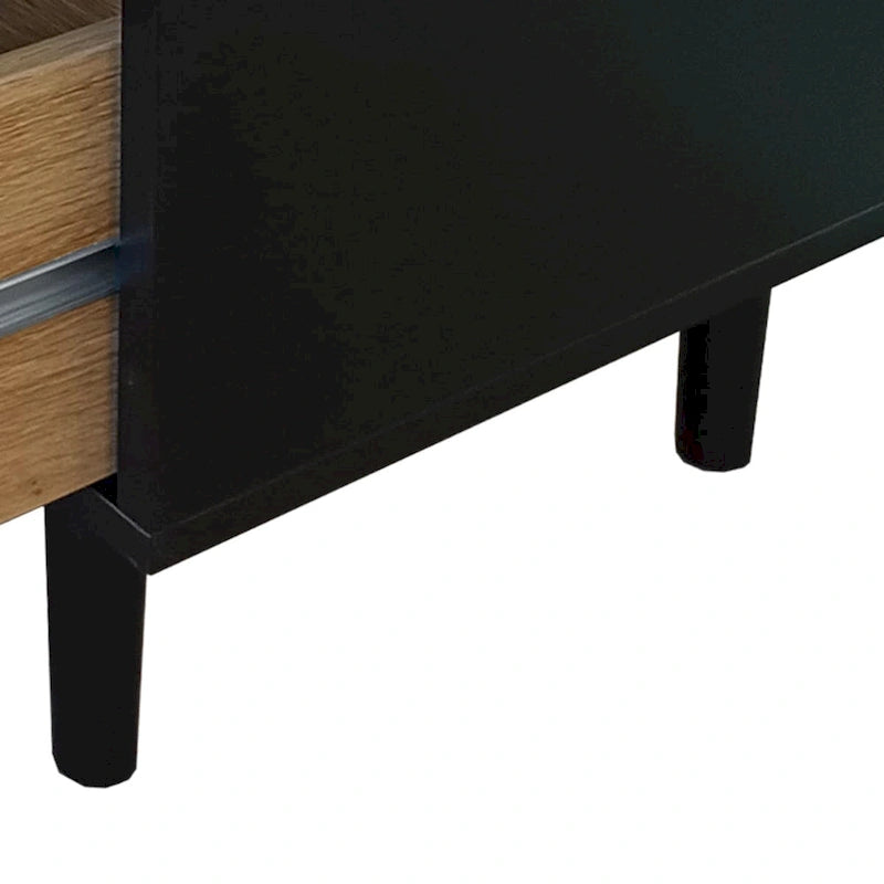 Commode à 6 tiroirs en rotin – Naturel / Noir, MDF, Rangement de chambre