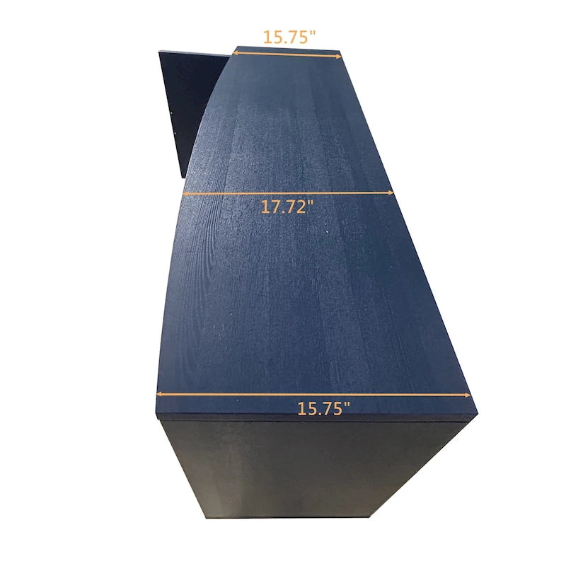 Buffet sculpté 2 portes 3 tiroirs – Bleu marine / Bleu, MDF, Plateau incurvé