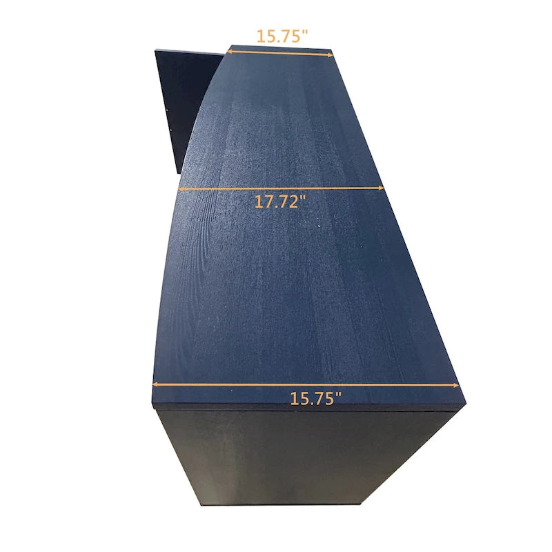 Buffet sculpté 2 portes 3 tiroirs – Bleu marine / Bleu, MDF, Plateau incurvé