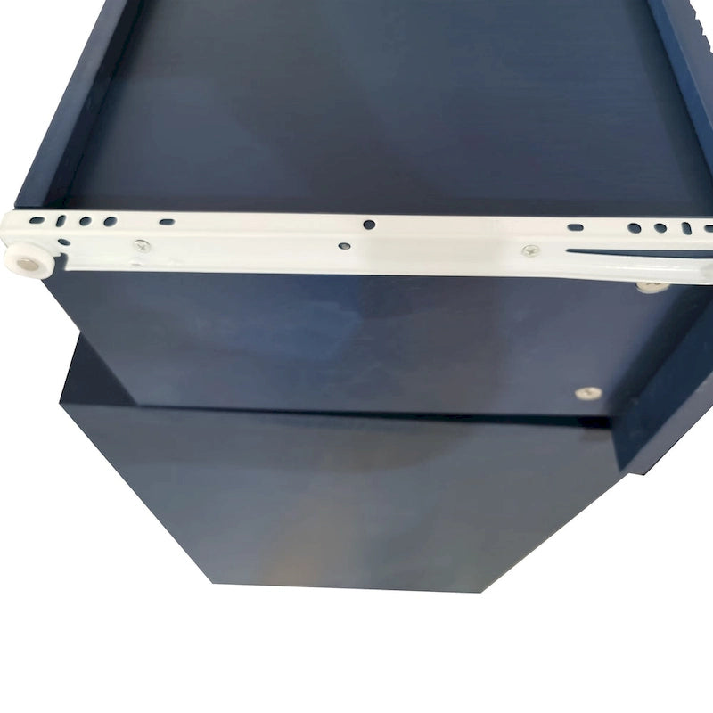 Buffet sculpté 2 portes 3 tiroirs – Bleu marine / Bleu, MDF, Plateau incurvé