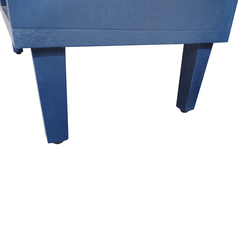 Buffet sculpté 2 portes 3 tiroirs – Bleu marine / Bleu, MDF, Plateau incurvé