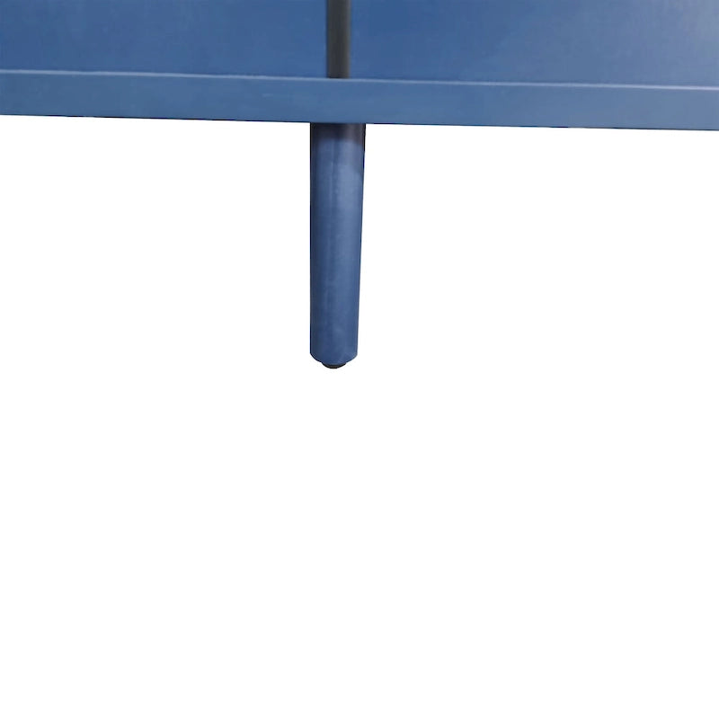 Buffet sculpté 2 portes 3 tiroirs – Bleu marine / Bleu, MDF, Plateau incurvé