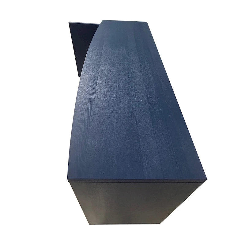 Buffet sculpté 2 portes 3 tiroirs – Bleu marine / Bleu, MDF, Plateau incurvé