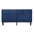 Buffet sculpté 2 portes 3 tiroirs – Bleu marine / Bleu, MDF, Plateau incurvé