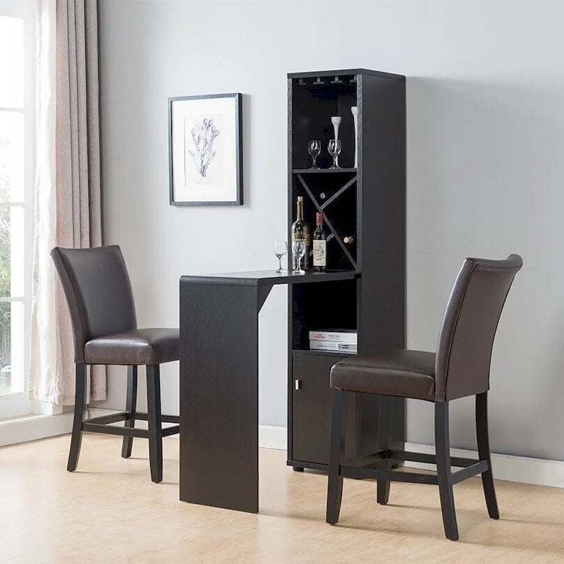 Meuble Bar avec Table Extensible, Casier à Vin et Support à Verres – Expresso, Étagère Ouverte, Meuble Bas