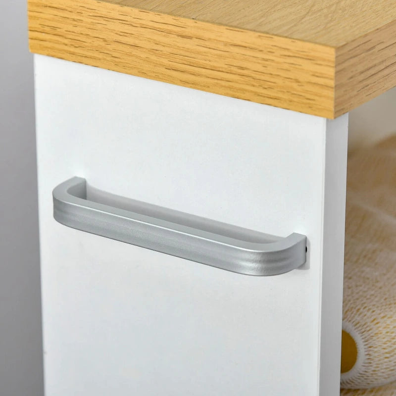 Meuble de salle de bain roulant fin à 3 étagères – Blanc, panneaux de particules, base à 4 roulettes