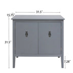 Buffet vintage 2 portes avec étagères réglables – Noir/Gris, MDF, poignées en cuivre antique