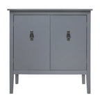 Buffet vintage 2 portes avec étagères réglables – Noir/Gris, MDF, poignées en cuivre antique