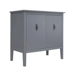 Buffet vintage 2 portes avec étagères réglables – Noir/Gris, MDF, poignées en cuivre antique