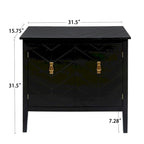 Buffet vintage 2 portes avec étagères réglables – Noir/Gris, MDF, poignées en cuivre antique