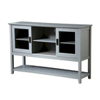 Meuble Buffet avec Portes en Verre Trempé – Gris, MDF, Assemblage à 2 Personnes