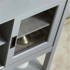 Meuble Buffet avec Portes en Verre Trempé – Gris, MDF, Assemblage à 2 Personnes