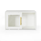 Meuble de rangement 24 cubes avec porte coulissante – Beige, finition bois, bibliothèque ouverte