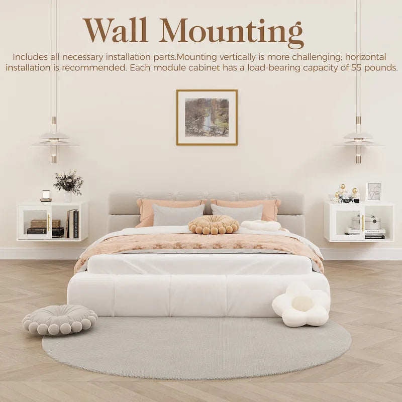 Meuble de rangement 24 cubes avec porte coulissante – Beige, finition bois, bibliothèque ouverte