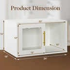 Meuble de rangement 24 cubes avec porte coulissante – Beige, finition bois, bibliothèque ouverte