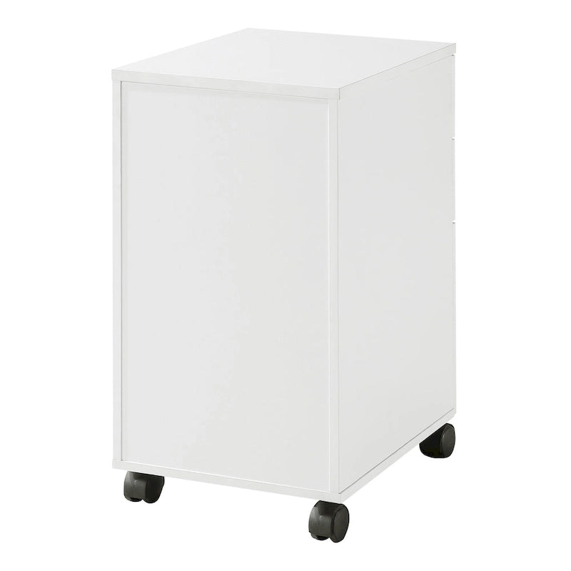 Caisson de classement mobile à 3 tiroirs sur roulettes – Blanc, format lettre, tiroirs verrouillables