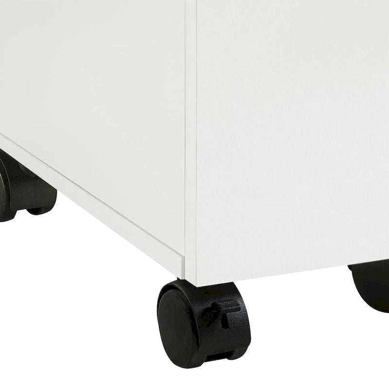 Caisson de classement mobile à 3 tiroirs sur roulettes – Blanc, format lettre, tiroirs verrouillables