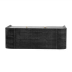 Buffet deux portes incurvé avec poignées linéaires dorées – Lavis bois naturel / Noir antique, MDF et placage sapin, Finition vieillie