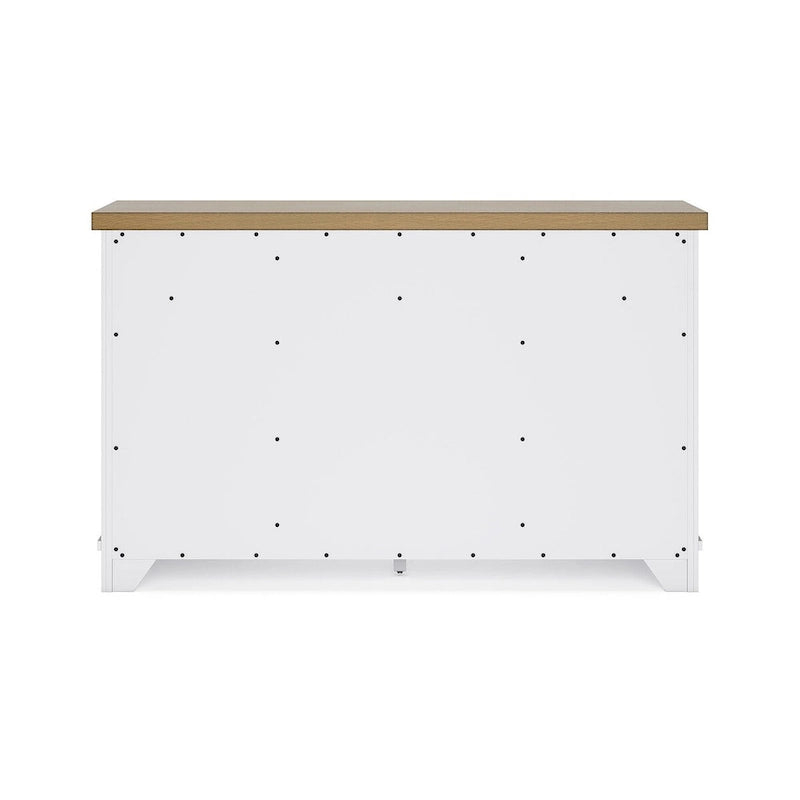 Buffet de salle à manger avec vitrine et tiroirs – Blanc/Chêne naturel, style Ferme