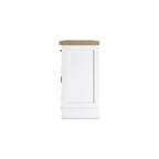 Buffet de salle à manger avec vitrine et tiroirs – Blanc/Chêne naturel, style Ferme