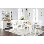 Buffet de salle à manger avec vitrine et tiroirs – Blanc/Chêne naturel, style Ferme