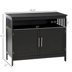 Buffet 2 portes avec étagère ouverte et portes magnétiques – Noir, MDF, Poignées en aluminium