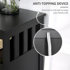 Buffet 2 portes avec étagère ouverte et portes magnétiques – Noir, MDF, Poignées en aluminium