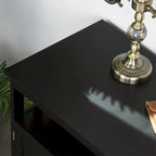 Buffet 2 portes avec étagère ouverte et portes magnétiques – Noir, MDF, Poignées en aluminium