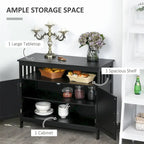 Buffet 2 portes avec étagère ouverte et portes magnétiques – Noir, MDF, Poignées en aluminium