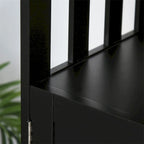 Buffet 2 portes avec étagère ouverte et portes magnétiques – Noir, MDF, Poignées en aluminium