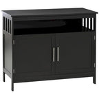 Buffet 2 portes avec étagère ouverte et portes magnétiques – Noir, MDF, Poignées en aluminium