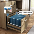 Meuble de rangement à roulettes 3 tiroirs avec support d'imprimante – Blanc / Noir / Chêne gris, verrouillable, 4 roulettes