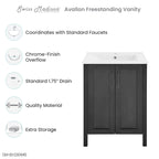 Meuble-lavabo autoportant de salle de bain 24 po avec évier en céramique – Noir mat et blanc, 2 portes