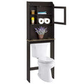 Meuble de rangement pour WC avec étagères réglables – Brun / Finition bois, MDF, Panneau arrière à rainures et languettes