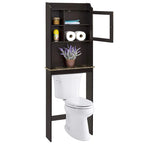 Meuble de rangement pour WC avec étagères réglables – Brun / Finition bois, MDF, Panneau arrière à rainures et languettes