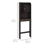 Meuble de rangement pour WC avec étagères réglables – Brun / Finition bois, MDF, Panneau arrière à rainures et languettes