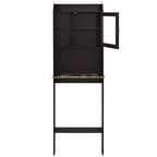 Meuble de rangement pour WC avec étagères réglables – Brun / Finition bois, MDF, Panneau arrière à rainures et languettes