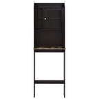 Meuble de rangement pour WC avec étagères réglables – Brun / Finition bois, MDF, Panneau arrière à rainures et languettes