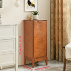 Meuble bas à porte unique avec étagères réglables et poignées en métal – Marron antique, MDF P2, pieds surélevés
