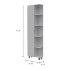 Meuble de Rangement d'Angle en Lin avec 5 Étagères Externes et une Porte Simple – Blanc, Panneau de Particules, 4 Étagères Intérieures