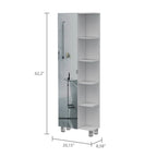 Meuble de Rangement d'Angle en Lin avec 5 Étagères Externes et une Porte Simple – Blanc, Panneau de Particules, 4 Étagères Intérieures