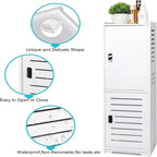 Meuble de rangement de salle de bain étroit et autonome – Blanc, finition bois, PVC, étanche