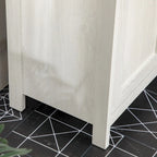 Meuble sous-lavabo sur pied avec découpe en U, doubles portes et étagère réglable – Blanc, plateau noyer, anti-basculement