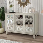 Buffet 3 portes avec miroirs et poignées goutte d'eau – Naturel / Champagne / Noir, Style Ferme