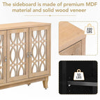Buffet 3 portes avec miroirs et poignées goutte d'eau – Naturel / Champagne / Noir, Style Ferme