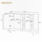 Buffet 3 portes avec miroirs et poignées goutte d'eau – Naturel / Champagne / Noir, Style Ferme