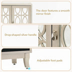 Buffet 3 portes avec miroirs et poignées goutte d'eau – Naturel / Champagne / Noir, Style Ferme