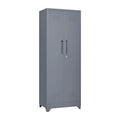 Armoire de rangement haute en acier avec porte verrouillable et tringle – Gris / Gris+Blanc, Anti-rouille, Ventilée