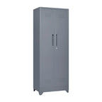 Armoire de rangement haute en acier avec porte verrouillable et tringle – Gris / Gris+Blanc, Anti-rouille, Ventilée