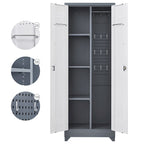 Armoire de rangement haute en acier avec porte verrouillable et tringle – Gris / Gris+Blanc, Anti-rouille, Ventilée